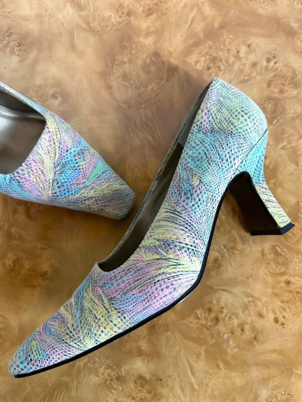 Vintage Y2K Monzo & Franco Multicolor Leather Square Toe Pumps Heels 8.5 M